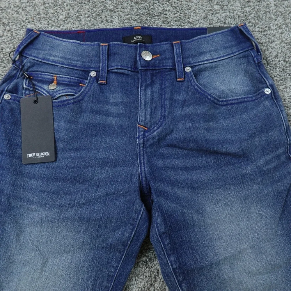 NEW True Religion Shorts Mens 30 Dark Blue Denim Jean Jorts Rocco Relaxed Skinny